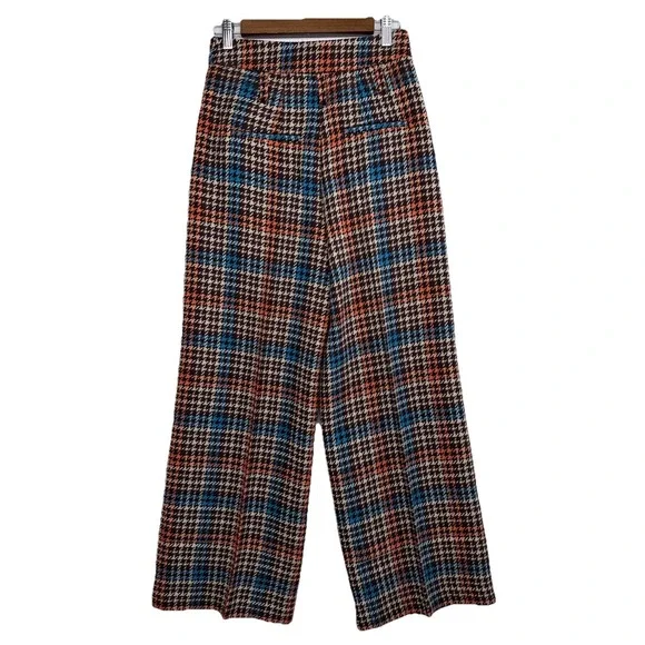 DOROTHEE SCHUMACHER Wide Leg Wool Blend Houndstooth Pants High Rise Size 1 - Picture 5 of 9